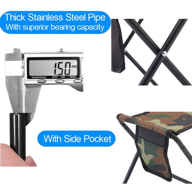 Qesonoo Mini Portable Folding Stool  Camping Fishing Stool for Adults Fishing Hiking Gardening and Beach with Carry Bag  Hold Up to 450lbs(Camouflage) - Image 4